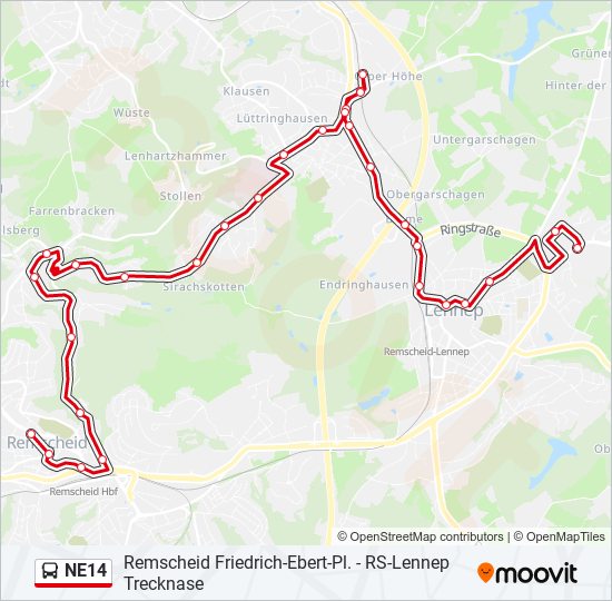 NE14 bus Line Map