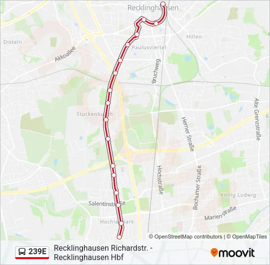 239E Bus Line Map