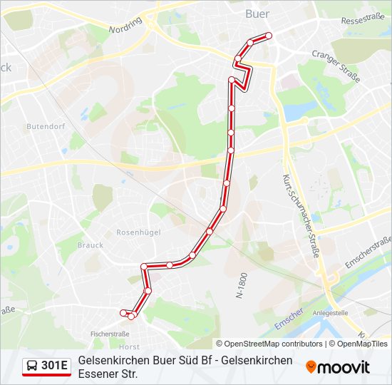 301E Bus Line Map