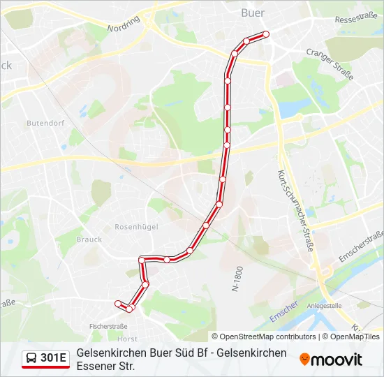 301E Bus Line Map