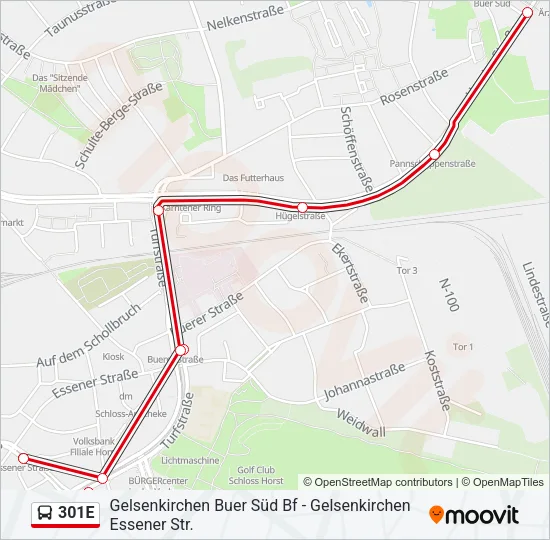 301E Bus Line Map