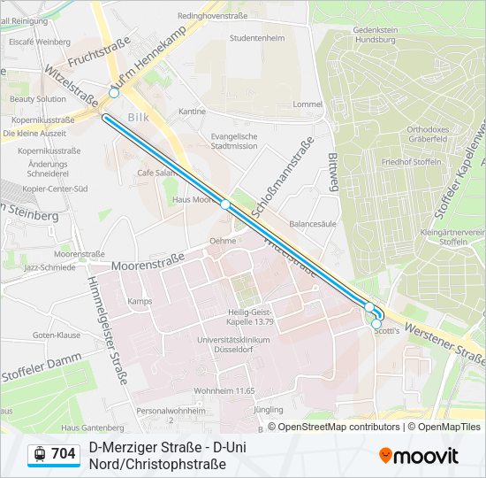 Straßenbahnlinie 704 Karte