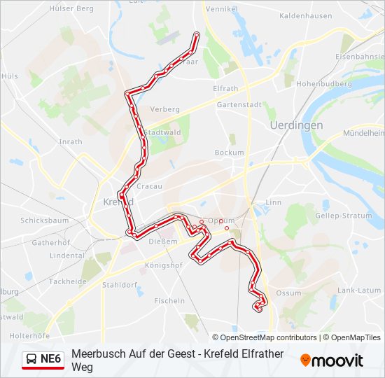 NE6 bus Line Map