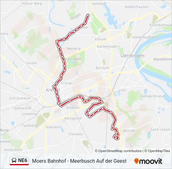 NE6 Bus Line Map