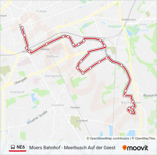Buslinie NE6 Karte