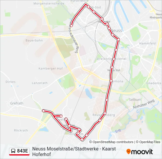 843E Bus Line Map