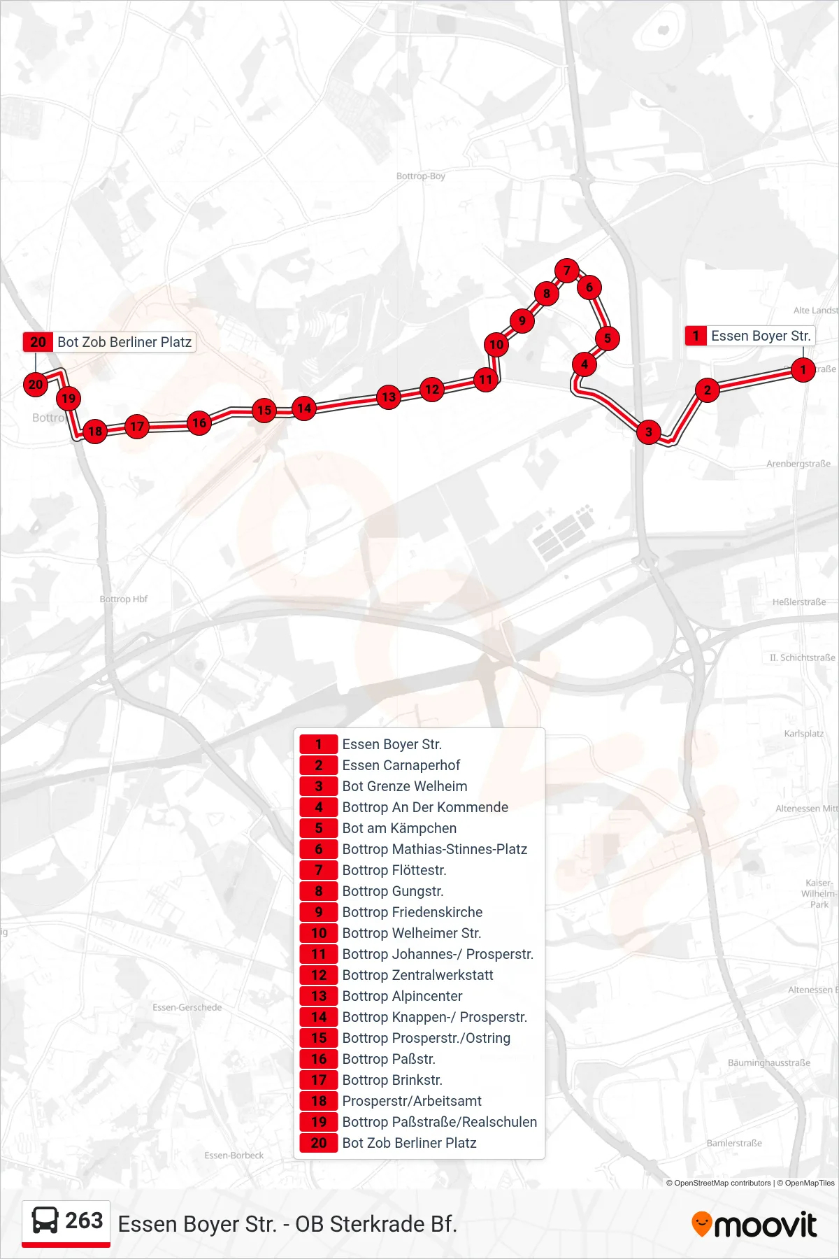Linie 263 (Bus) Richtung Bot Zob Berliner Platz: Route und Haltestellen auf der Karte