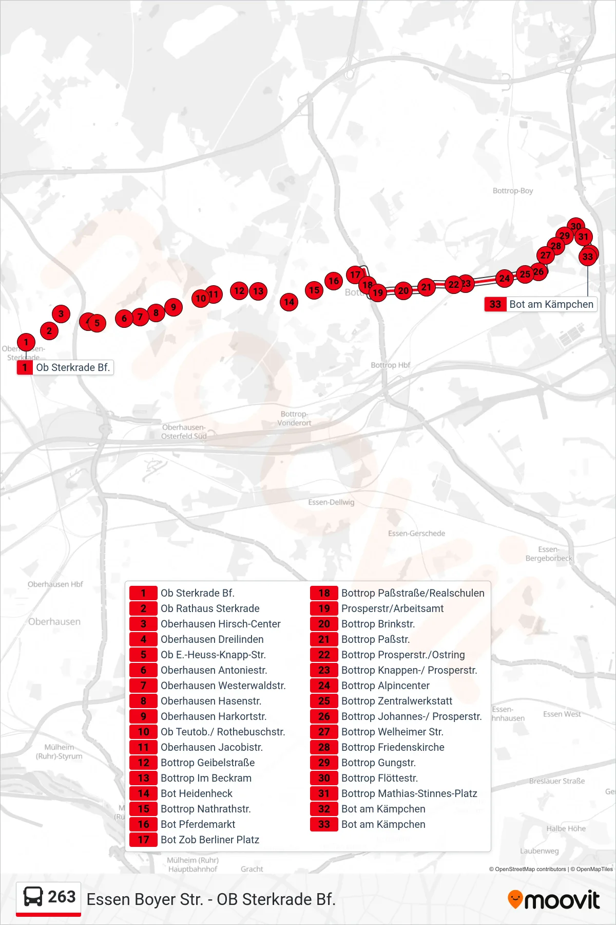 Linie 263 (Bus) Richtung Bot am Kämpchen: Route und Haltestellen auf der Karte