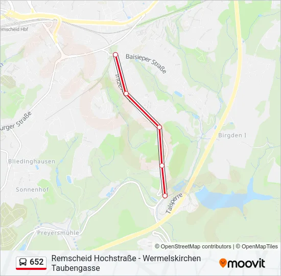 652 Bus Line Map