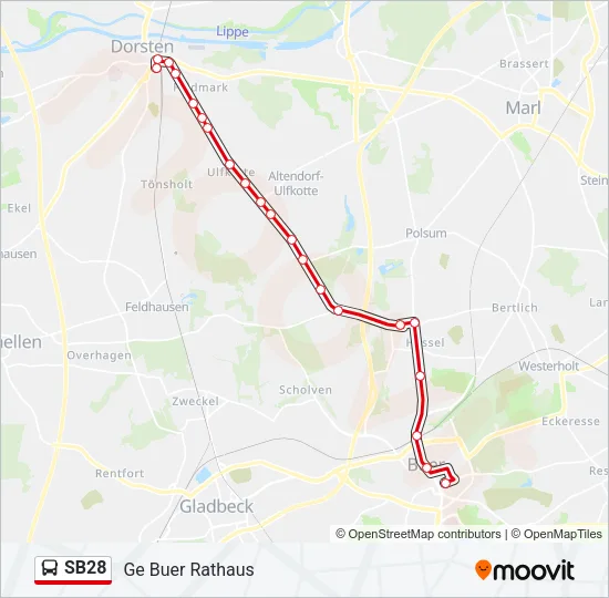 SB28 Bus Line Map