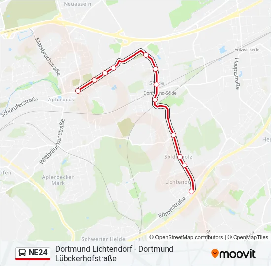 NE24 Bus Line Map