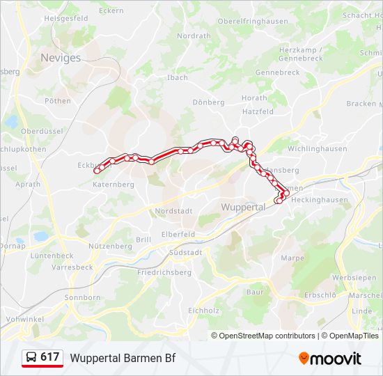 Автобус 617: карта маршрута