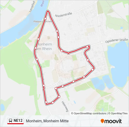 NE12 Bus Line Map