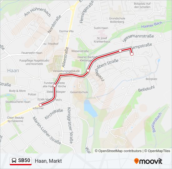 Автобус SB50: карта маршрута