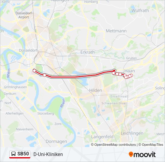 Автобус SB50: карта маршрута