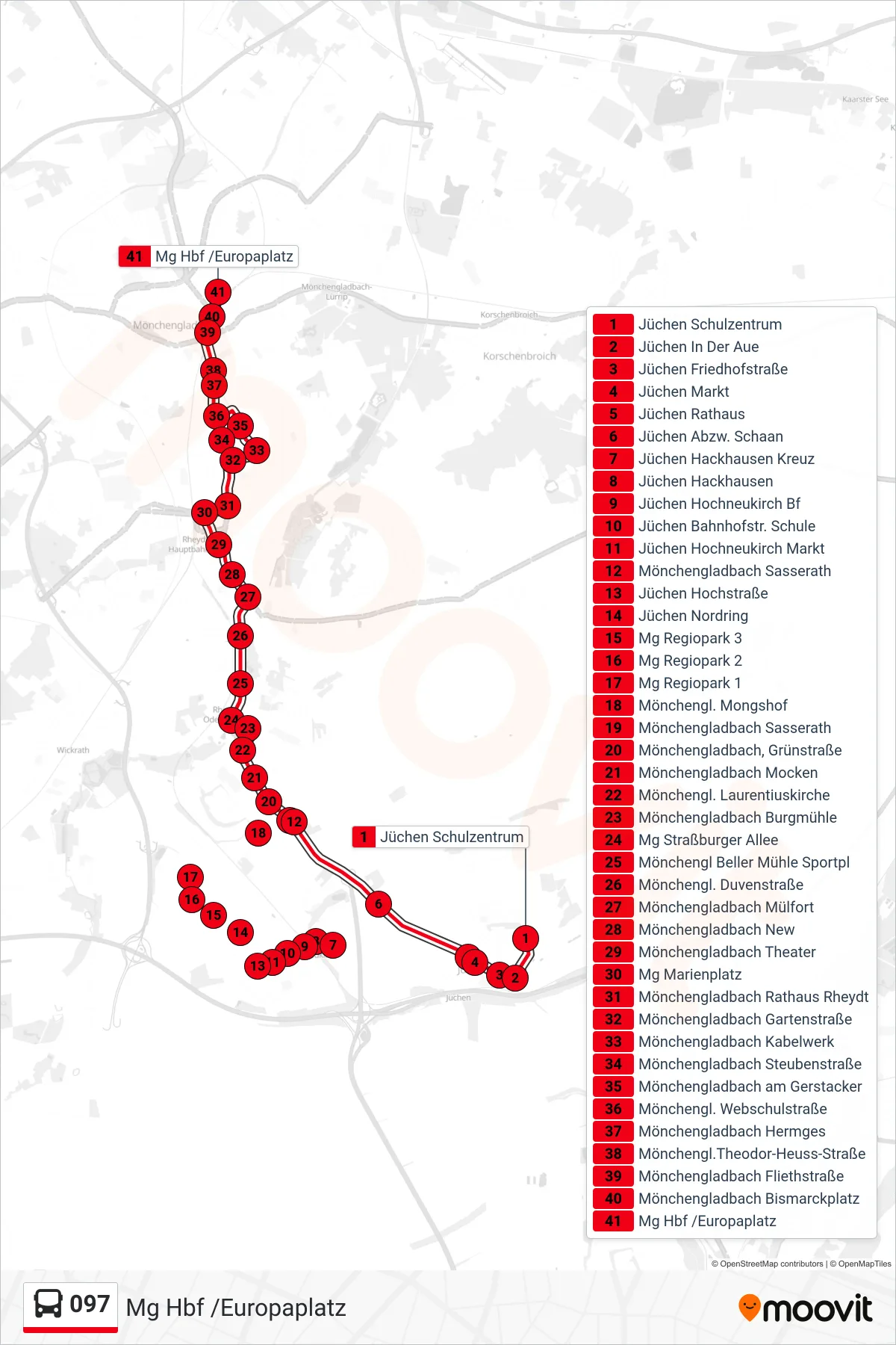 097 bus Line (Mg Hbf /Europaplatz) route and stops on a map