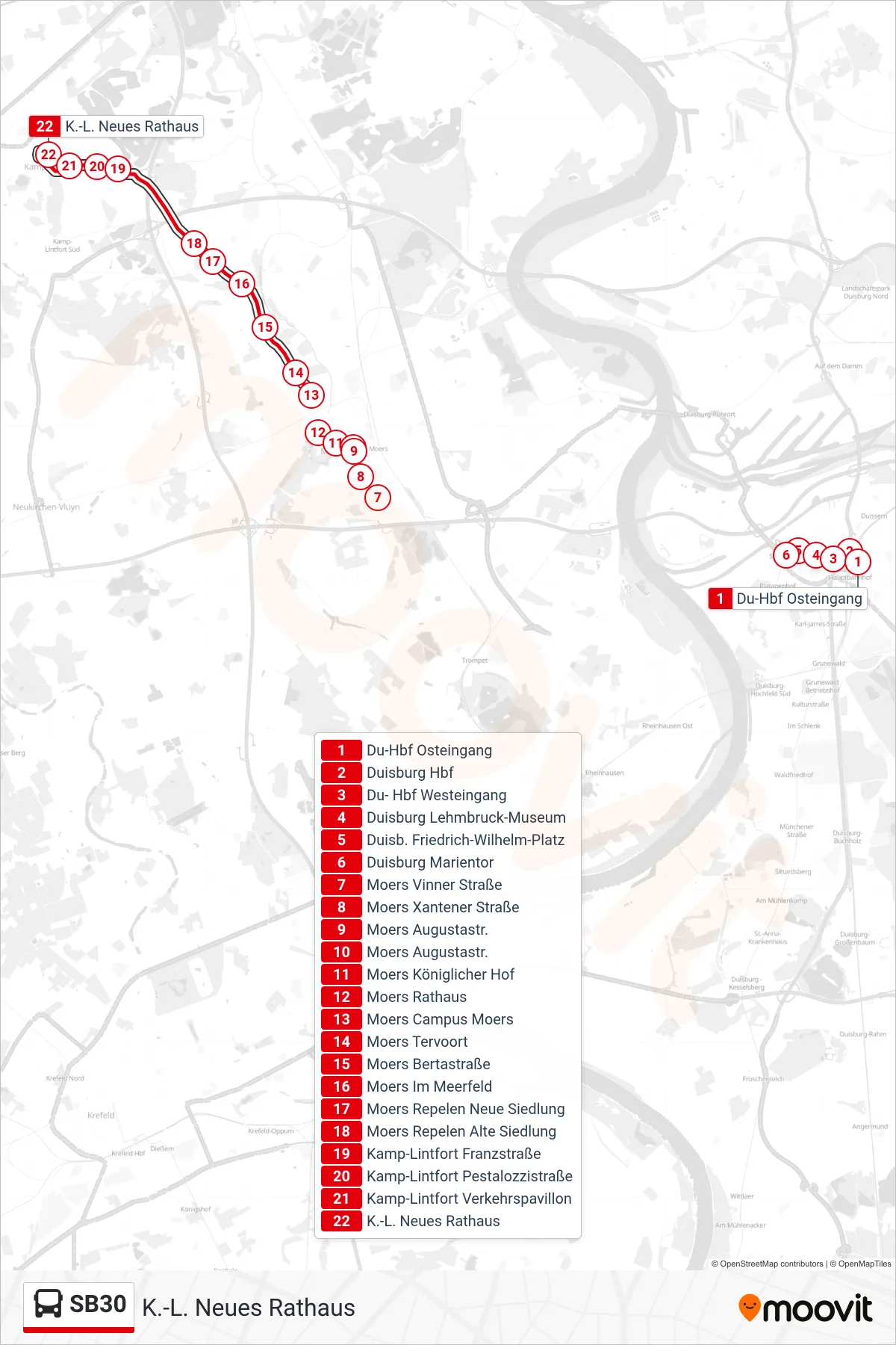 Linie SB30 (Bus) Richtung K.-L. Neues Rathaus: Route und Haltestellen auf der Karte