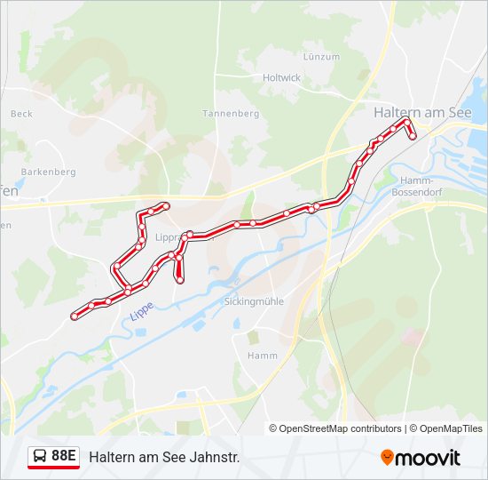 88E Bus Line Map