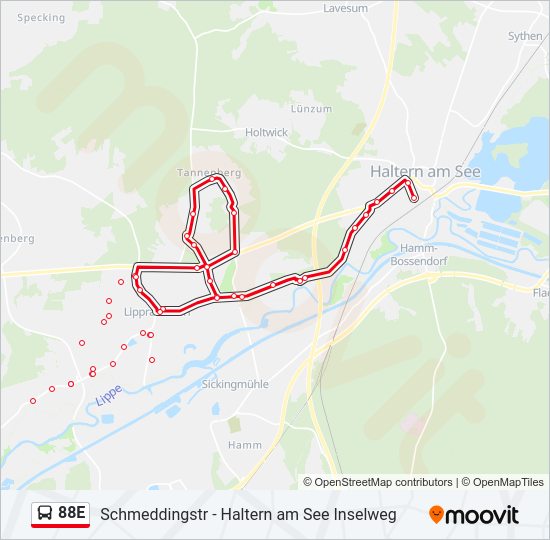 Buslinie 88E Karte