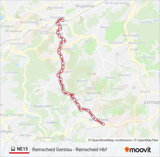 NE15 bus Line Map