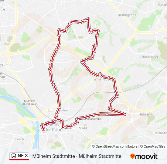 Автобус NE 3: карта маршрута