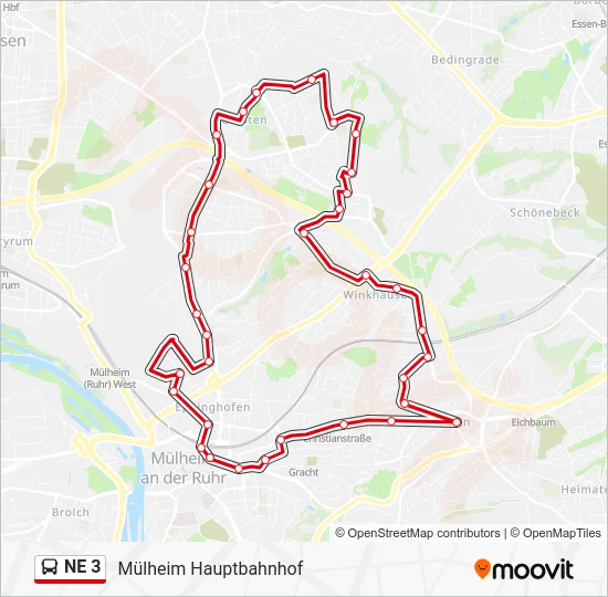 Автобус NE 3: карта маршрута