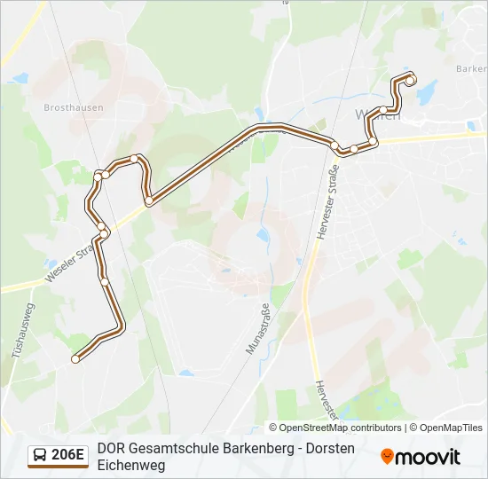 206E Bus Line Map