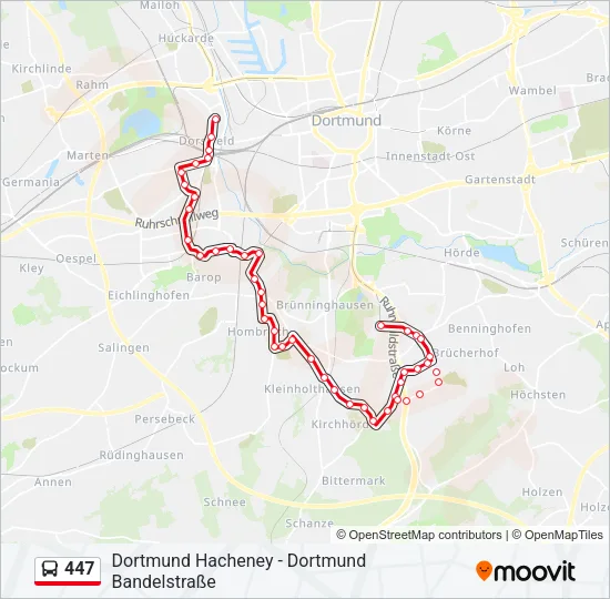 447 Bus Line Map