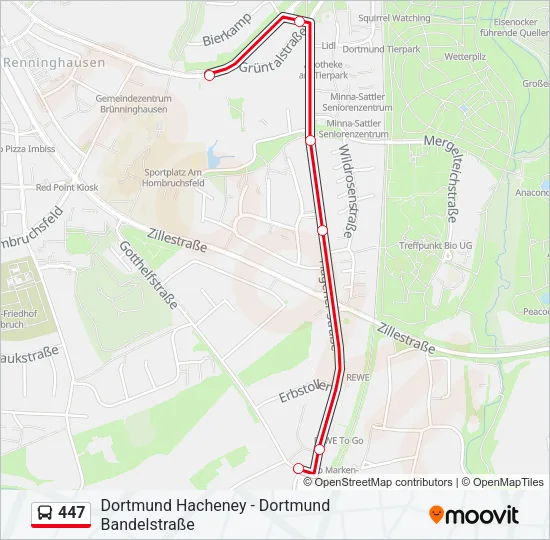 447 Bus Line Map