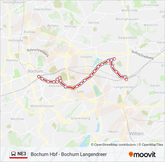 NE3 Bus Line Map