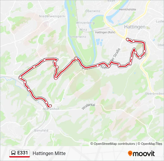 Автобус E331: карта маршрута