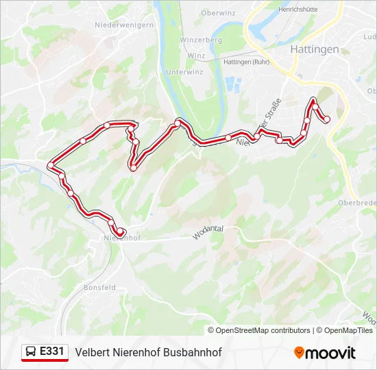 Автобус E331: карта маршрута