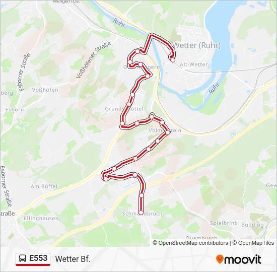 Автобус E553: карта маршрута