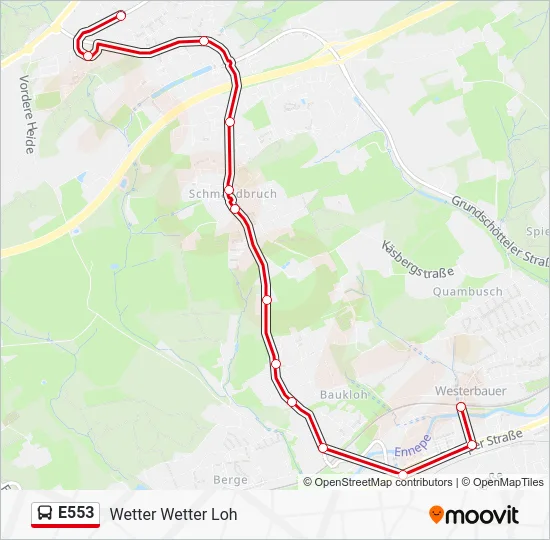 Автобус E553: карта маршрута