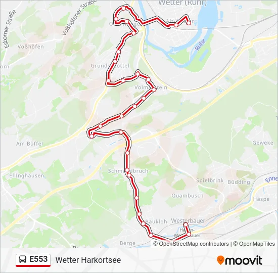 Автобус E553: карта маршрута