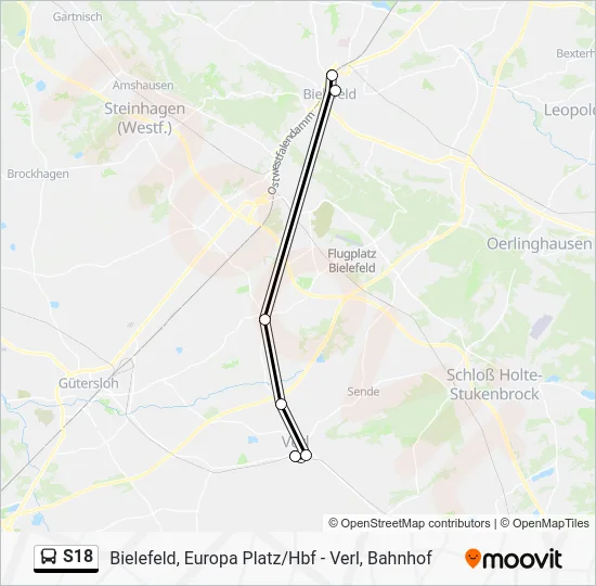 Автобус S18: карта маршрута