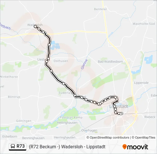 Автобус R73: карта маршрута