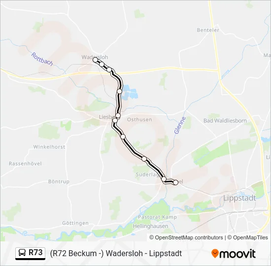 Автобус R73: карта маршрута