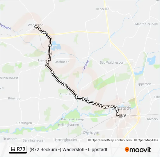 Автобус R73: карта маршрута