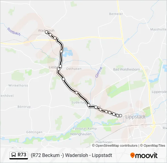 Автобус R73: карта маршрута