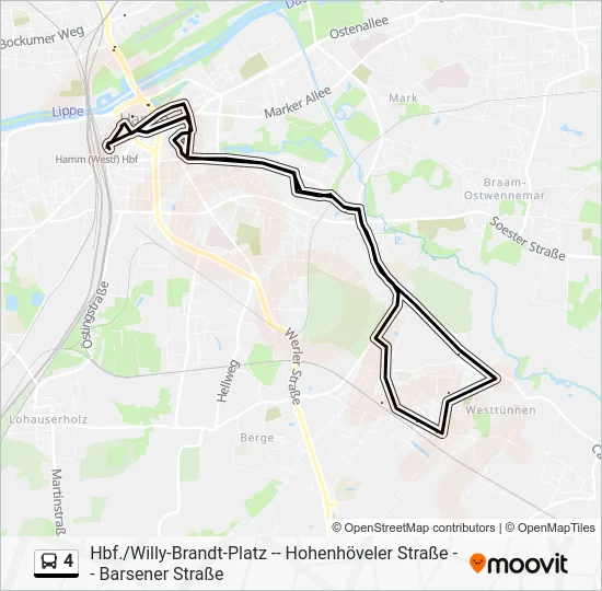 Автобус 4: карта маршрута