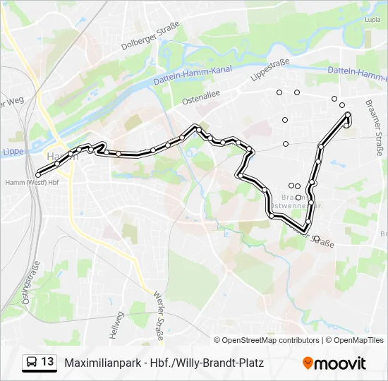 13 Bus Line Map