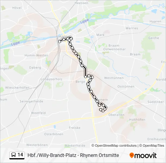 Автобус 14: карта маршрута