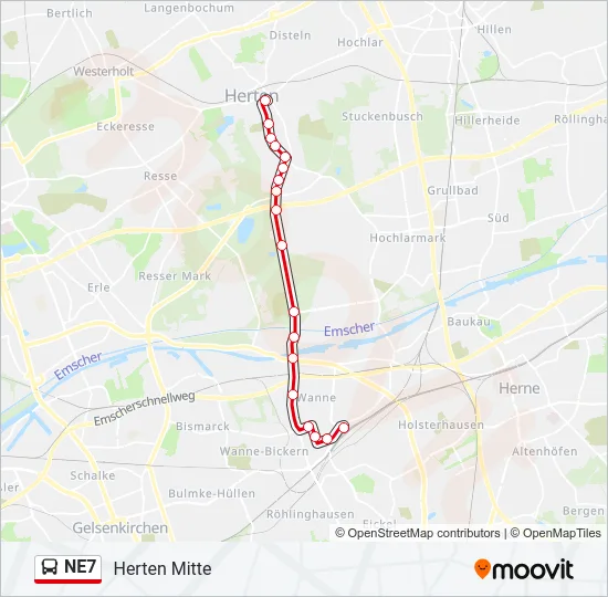 NE7 Bus Line Map