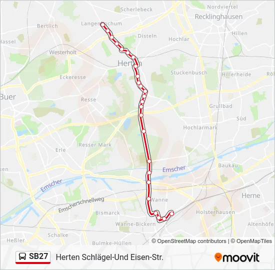 Автобус SB27: карта маршрута