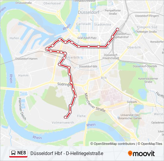 NE8 bus Line Map