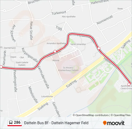 286 Bus Line Map