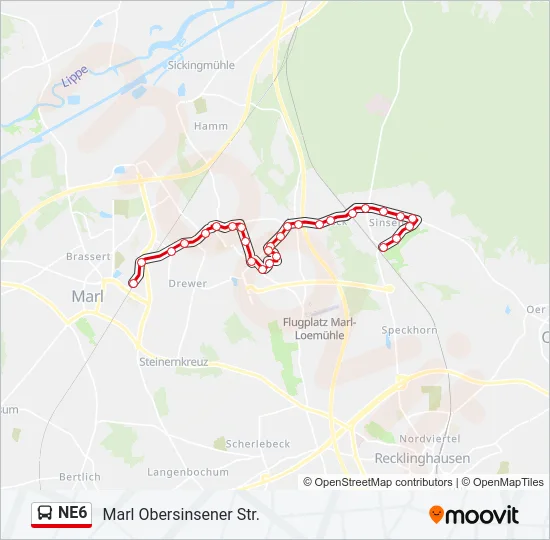 NE6 Bus Line Map