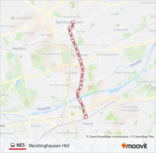 NE5 Bus Line Map