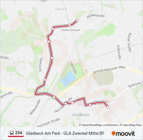 254 Bus Line Map